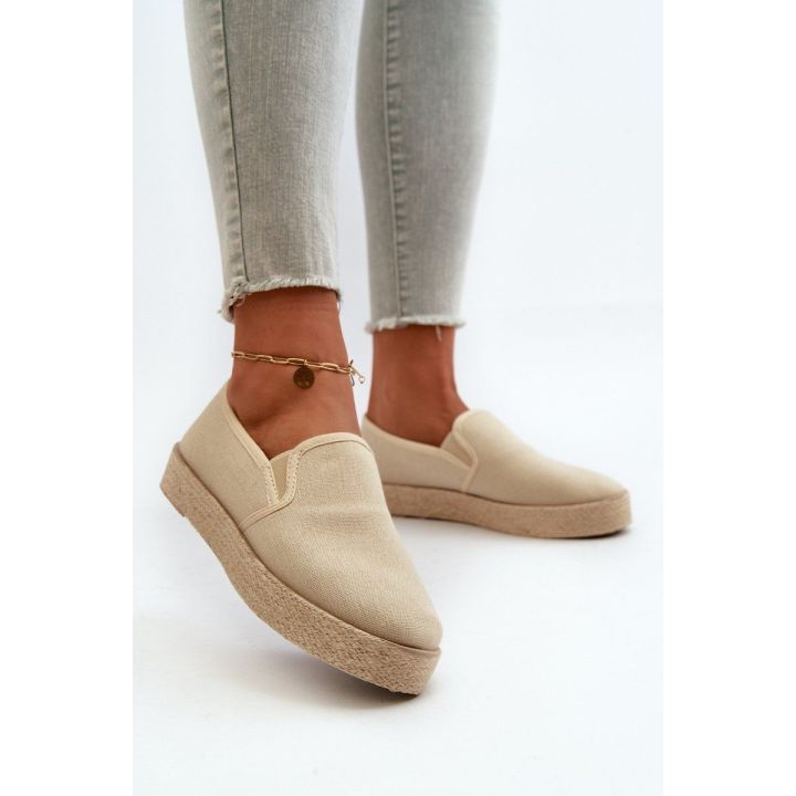 Moteriškos espadrilės su platforma, smėlio spalvos