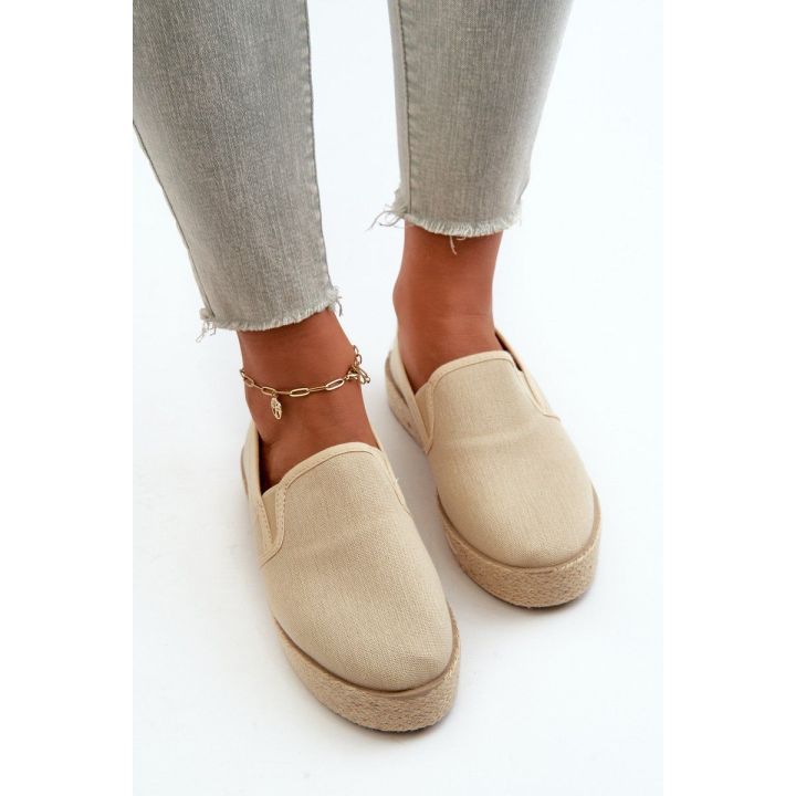 Moteriškos espadrilės su platforma, smėlio spalvos