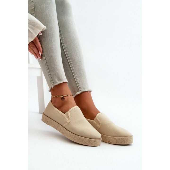 Moteriškos espadrilės su platforma, smėlio spalvos