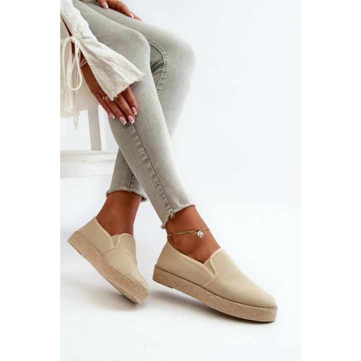 Moteriškos espadrilės su platforma, smėlio spalvos