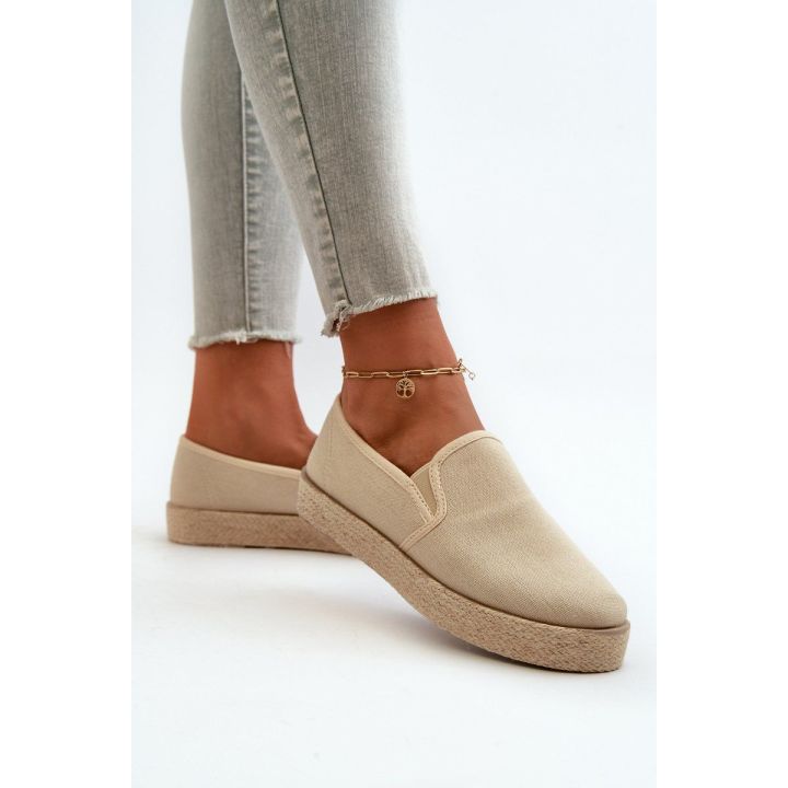 Moteriškos espadrilės su platforma, smėlio spalvos
