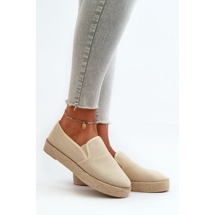 Moteriškos espadrilės su platforma, smėlio spalvos
