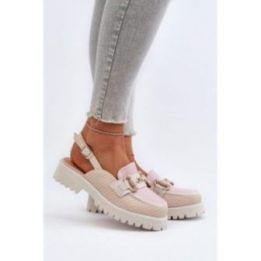 Sandalai su kulnu Step In Style – tamsiai smėlio