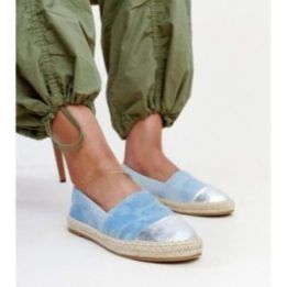 Mėlynos ir sidabrinės blizgios espadrilės
