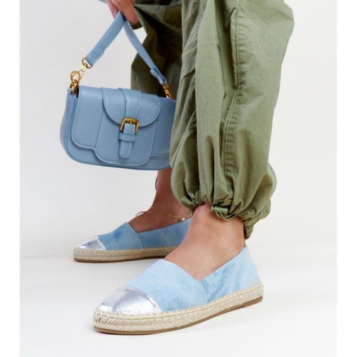 Mėlynos ir sidabrinės blizgios espadrilės
