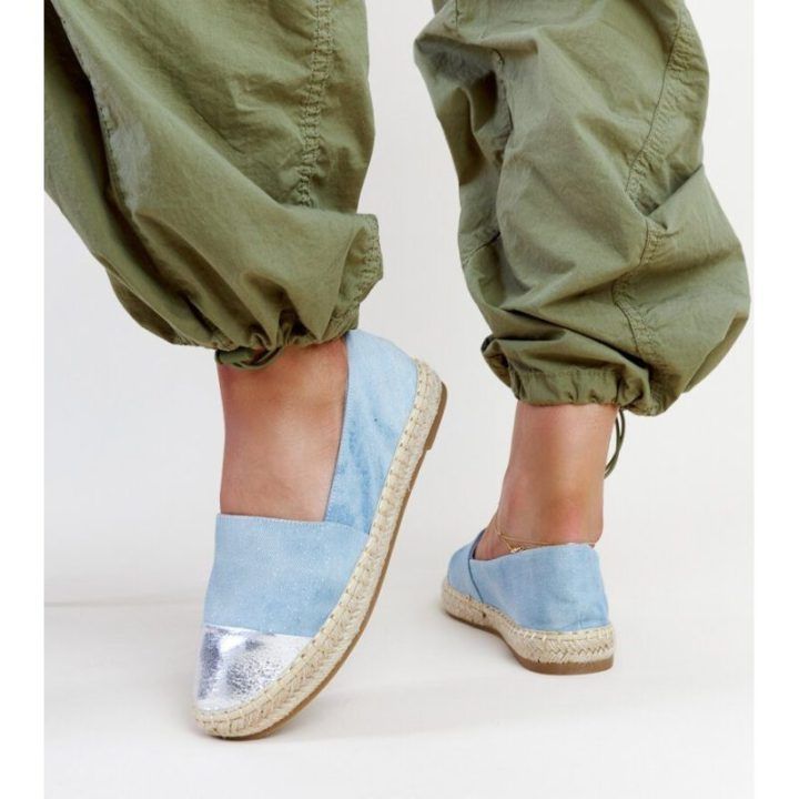 Mėlynos ir sidabrinės blizgios espadrilės