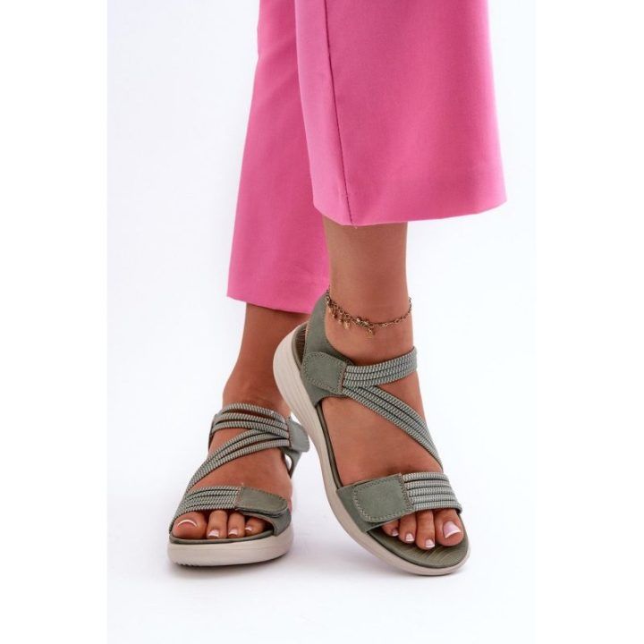 Moteriški patogūs žali Velcro sandalai Eladora