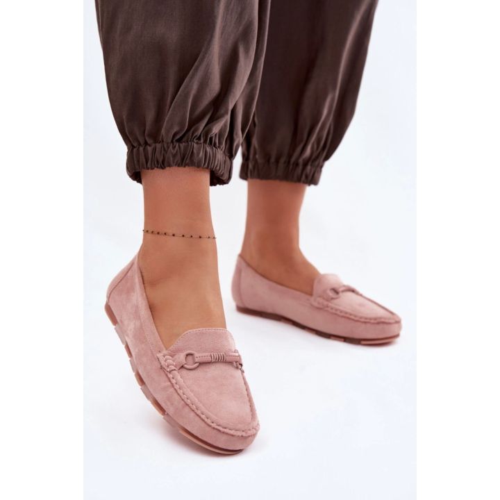 Rožiniai zomšos imitacijos mokasinai Step in style