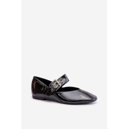 Juodi lakiniai baleto tipo bateliai su sagtimi Step in style