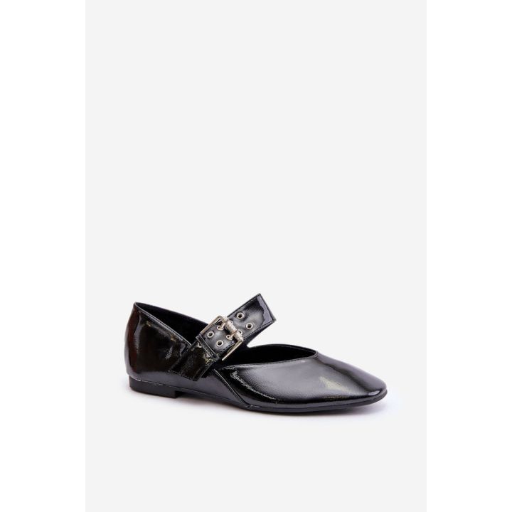 Juodi lakiniai baleto tipo bateliai su sagtimi Step in style