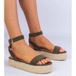Žalios espadrilės basutės ant platformos Kalesio“