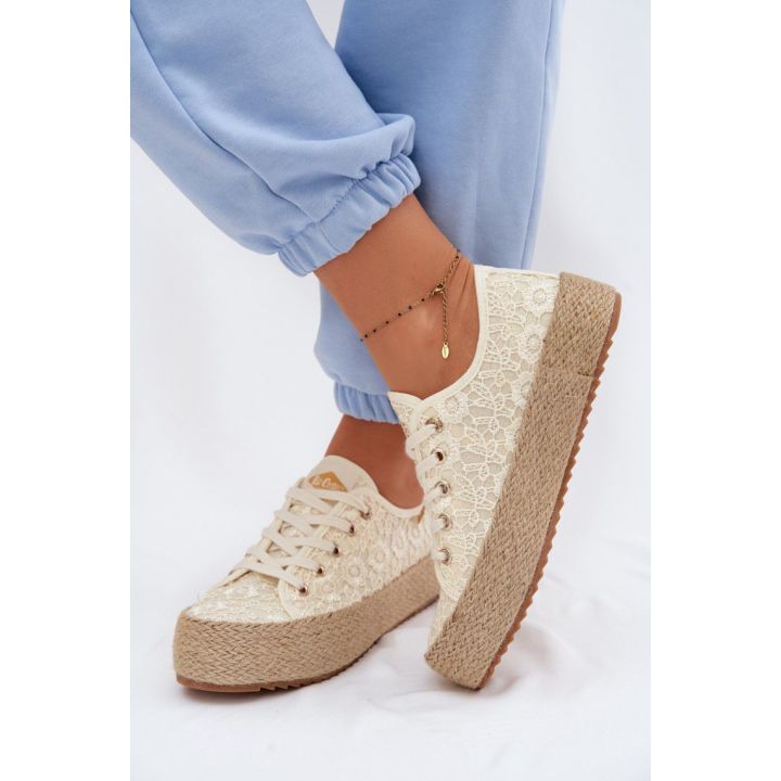 Nėriniuotos platforminės sportinio stiliaus bateliai Step in style