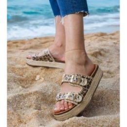 Moteriškos panterinės espadrilės šlepetės su sagtimis