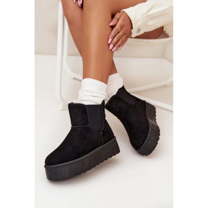 Žieminiai batai moterims juodi su tampria įsiuva Kiora