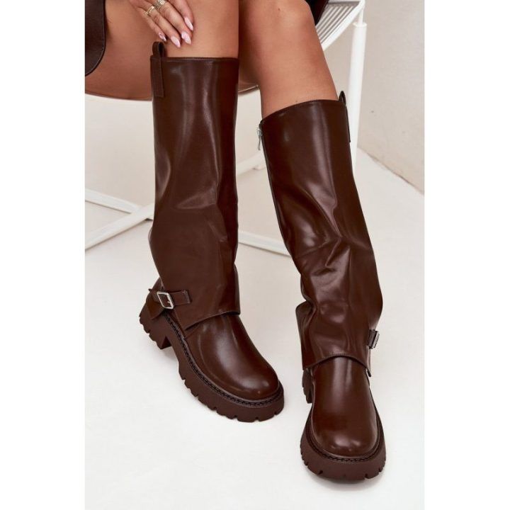 Auliniai batai rudi su pašiltinimu ir sagtimi Fiorae
