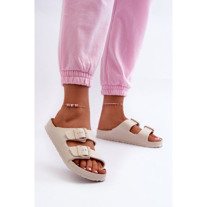 Rožinės šlepetės su dviem reguliuojamomis sagtimis Step in style