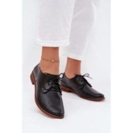 Odiniai juodi moteriški pusbačiai suvarstomi kasdienai Step in Style