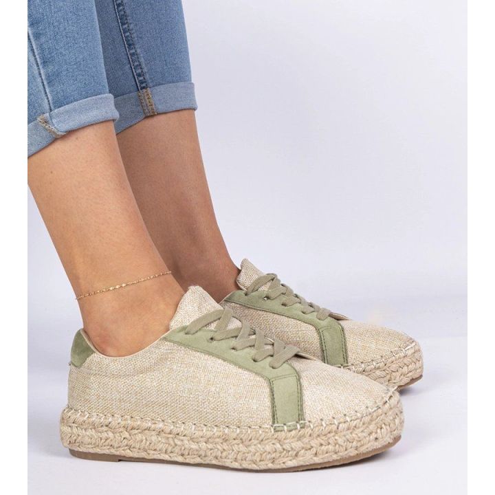 Moteriškos žalios espadrilės su raišteliais Malsi