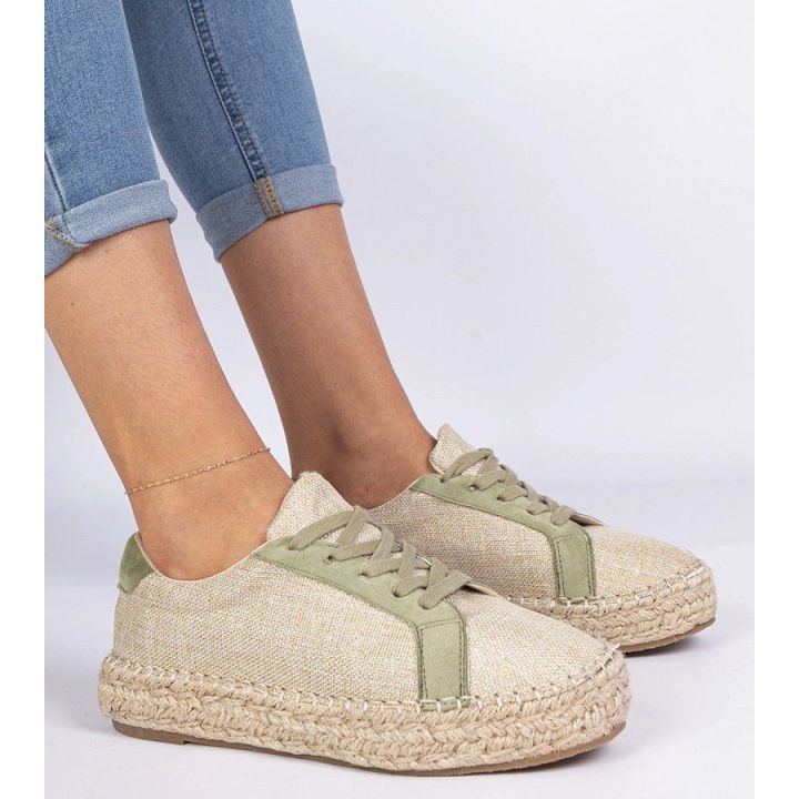 Moteriškos žalios espadrilės su raišteliais Malsi