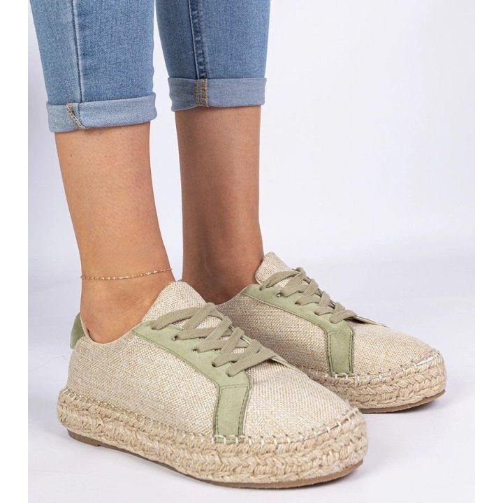 Moteriškos žalios espadrilės su raišteliais Malsi