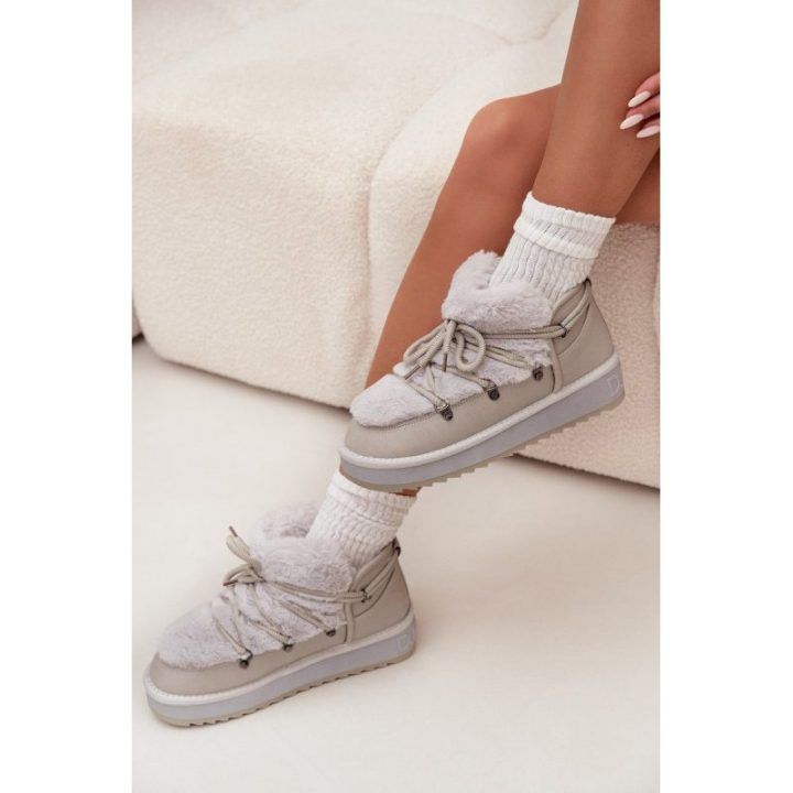 Low Snow Boots On Platform With Fur D.Franklin DFSH370011 Light Gray