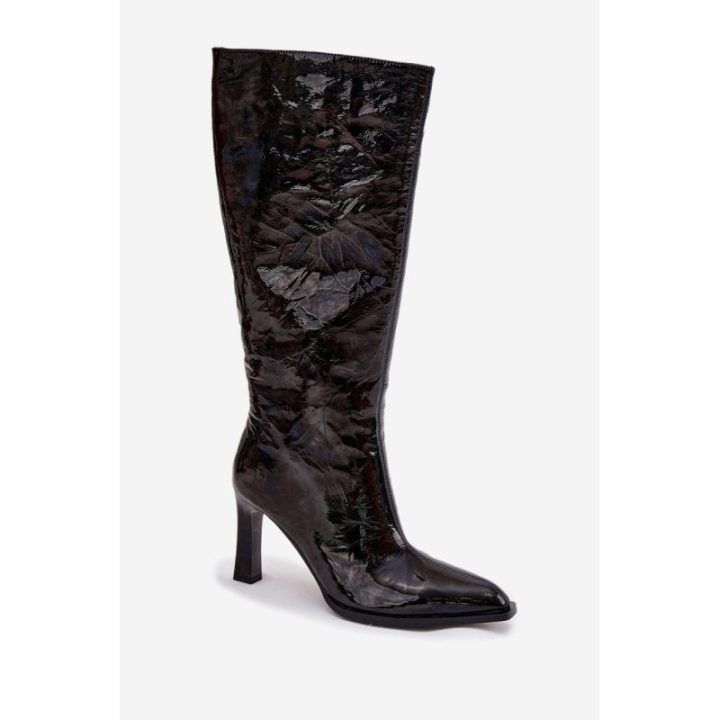 Decorated Patent Leather Women's Heels D&A MR880-055 Black
