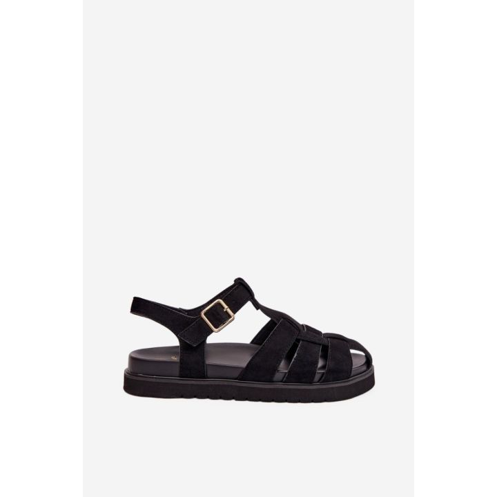 Moteriški sandalai iš dirbtinio zomšo, platforma 3 cm
