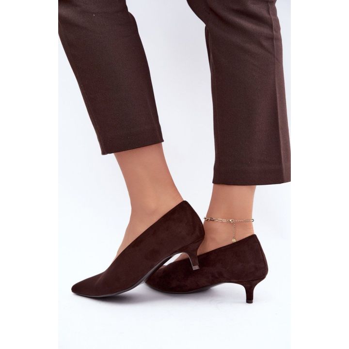 Aukštakulniai bateliai su plonu kulnu, šokolado rudos spalvos