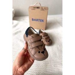 Vaikiški barefoot batai su meškučio aplikacija smėlio spalvos Bartek