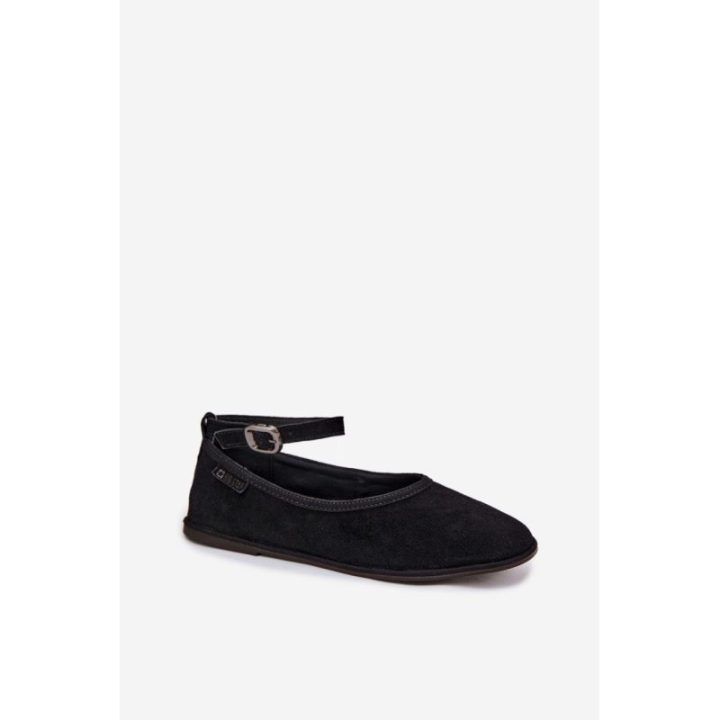 Zomšinės moteriškos balerinos Step In Style – juoda