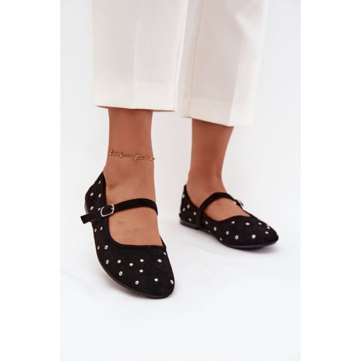Balerinos su dirželiu ir dekoratyvinėmis detalėmis Step in style