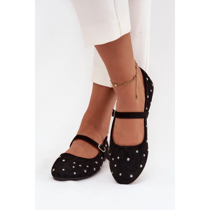 Balerinos su dirželiu ir dekoratyvinėmis detalėmis Step in style
