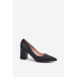 Juodi aukštakulniai bateliai su storu kulnu Step in style
