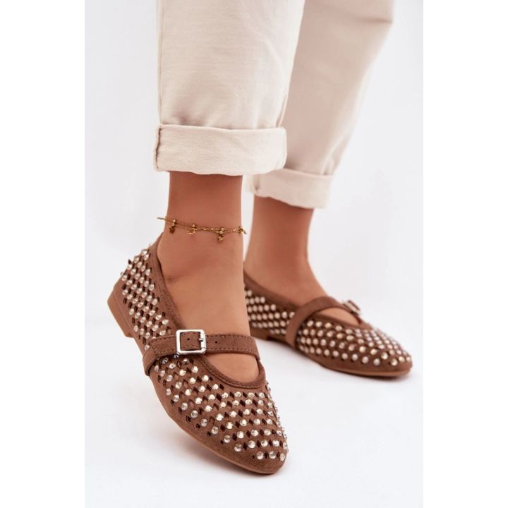 Rudos balerinos su dekoratyviniais kristalais Step in style