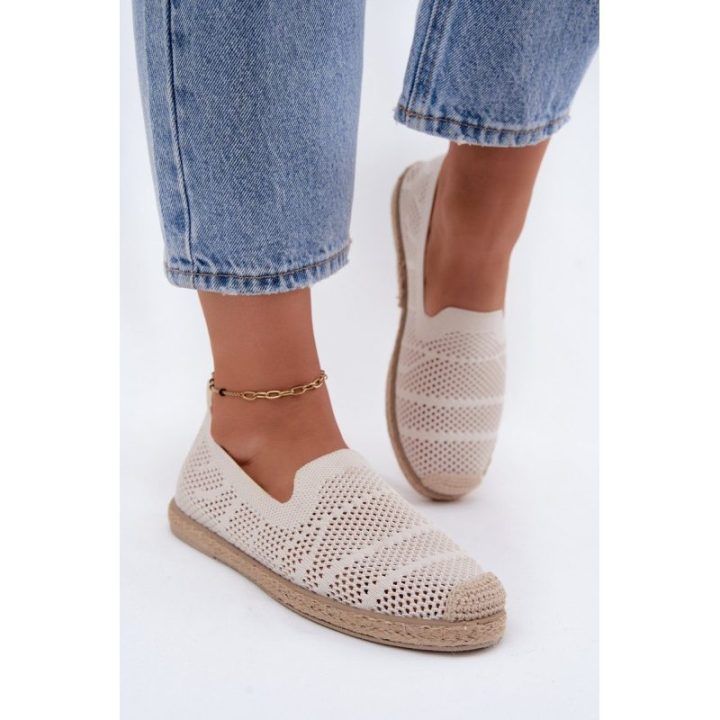 Moteriškos tekstilinės ažūrinės espadrilės Candessa, smėlio spalvos