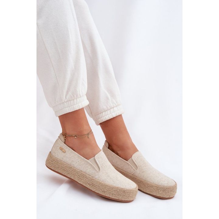Moteriškos espadrilės su platforma Big Star, smėlio spalvos