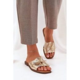 Odos imitacijos moteriškos šlepetės su kaspinu Step in style