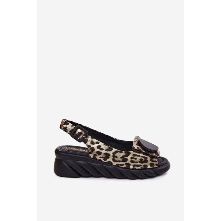 Odinės platforminės basutės leopardo raštu
