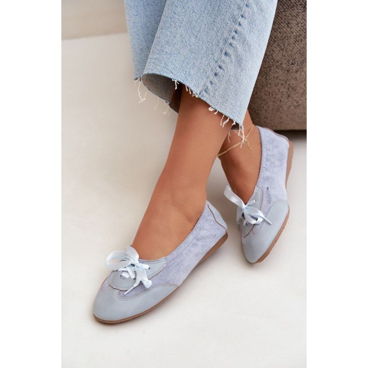 Balerinos su raišteliais, mėlynos spalvos