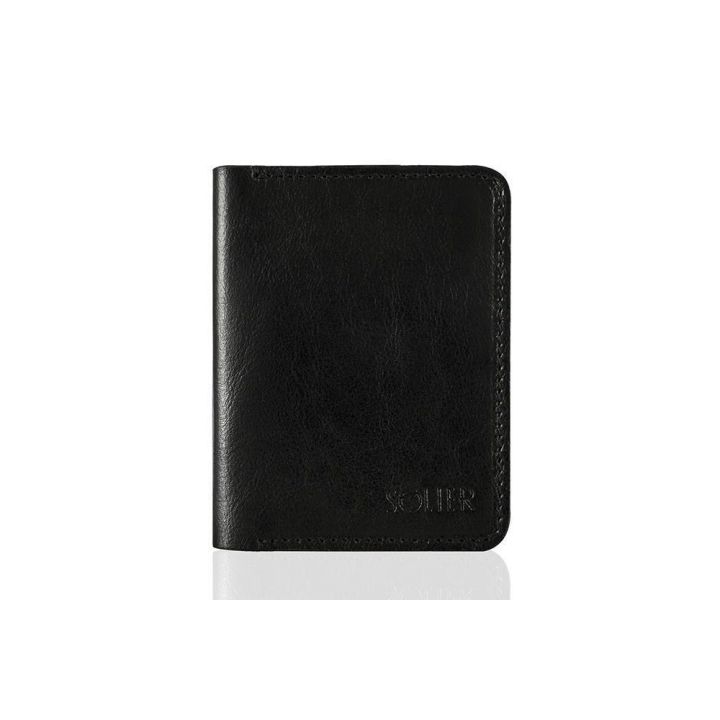 Plonos odinės vyriškos piniginės SOLIER SW10 SLIM BLACK