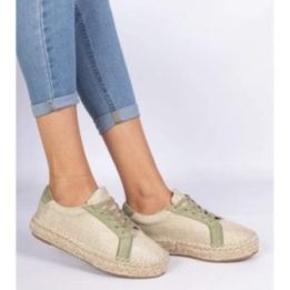 Moteriškos žalios espadrilės su raišteliais Malsi