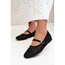 Juodos balerinos su blizgučių ir siuvinėjimo detalėmis Step in style