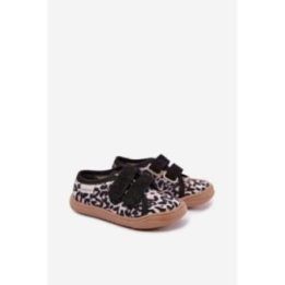 Vaikiškos barefoot šlepetės leopardo rašto, smėlio spalvos