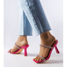Rožinės Evelina stiletto šlepetės