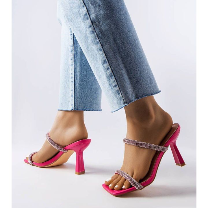 Rožinės Evelina stiletto šlepetės