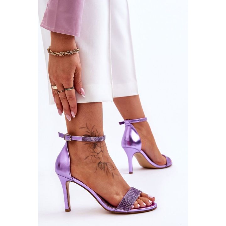 Moteriški Basutės ant aukšto kulno su akmenukais Violet Perfecto