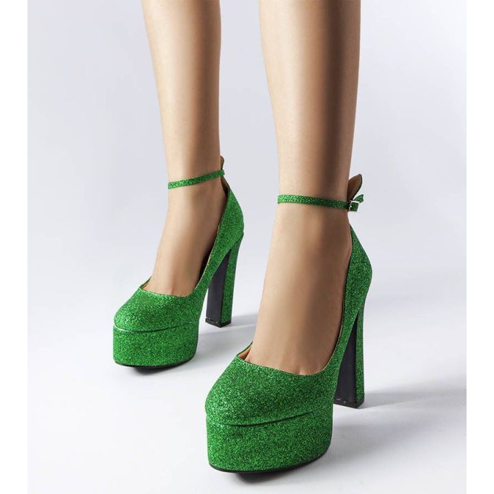 Žalios spalvos Bellamy aukštakulnės basutės