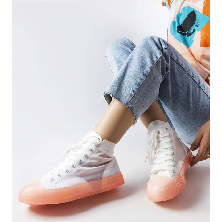 Baltos ir rožinės spalvos Nanterre kulkšnių bateliai
