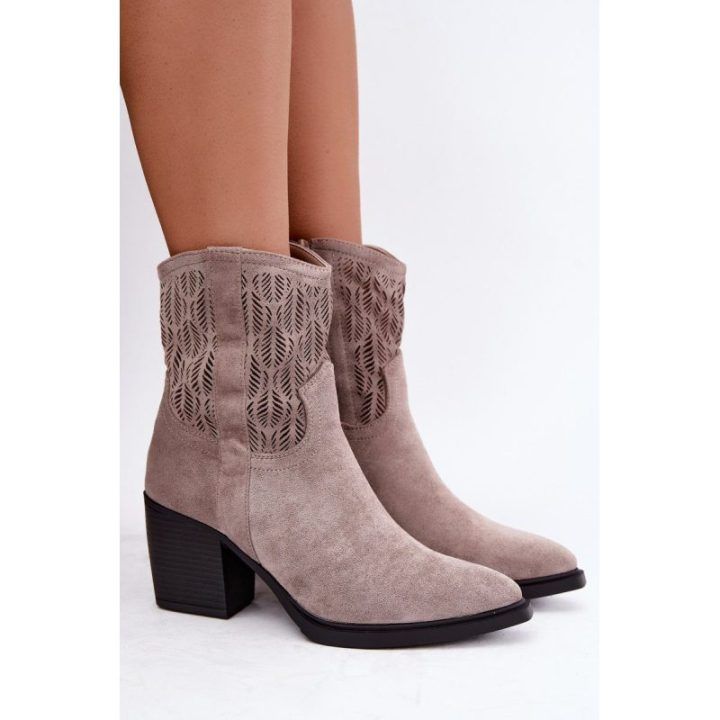 Moteriški aulinukai su perforuotu aulu, pilkai smėlio spalvos