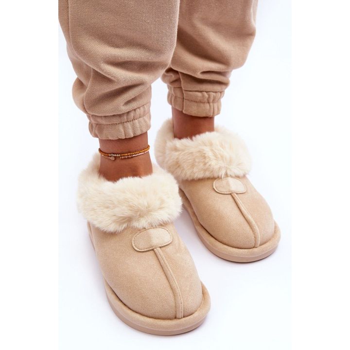 Moteriškos šlepetės su dirbtiniu kailiu Light Smėlio spalvos Lanoze BSB27303